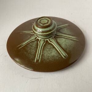 Frankoma Wagon Wheel Pottery Casserole Lid Only Vintage Green 6.5" Discontinued